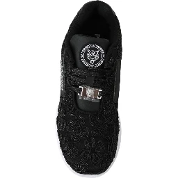 Black Polyester Runner Joice Sneakers Shoes