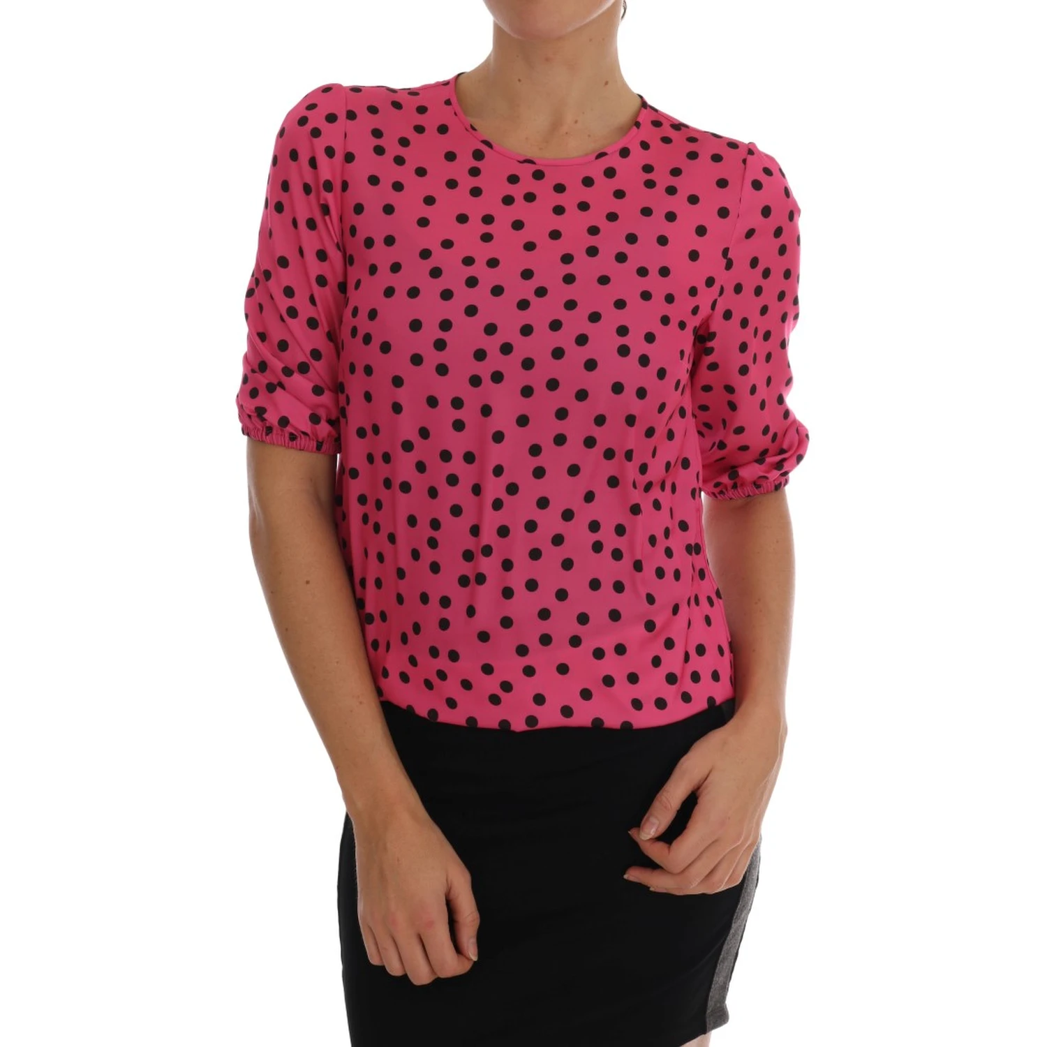 Pink Polka Dotted Silk Blouse