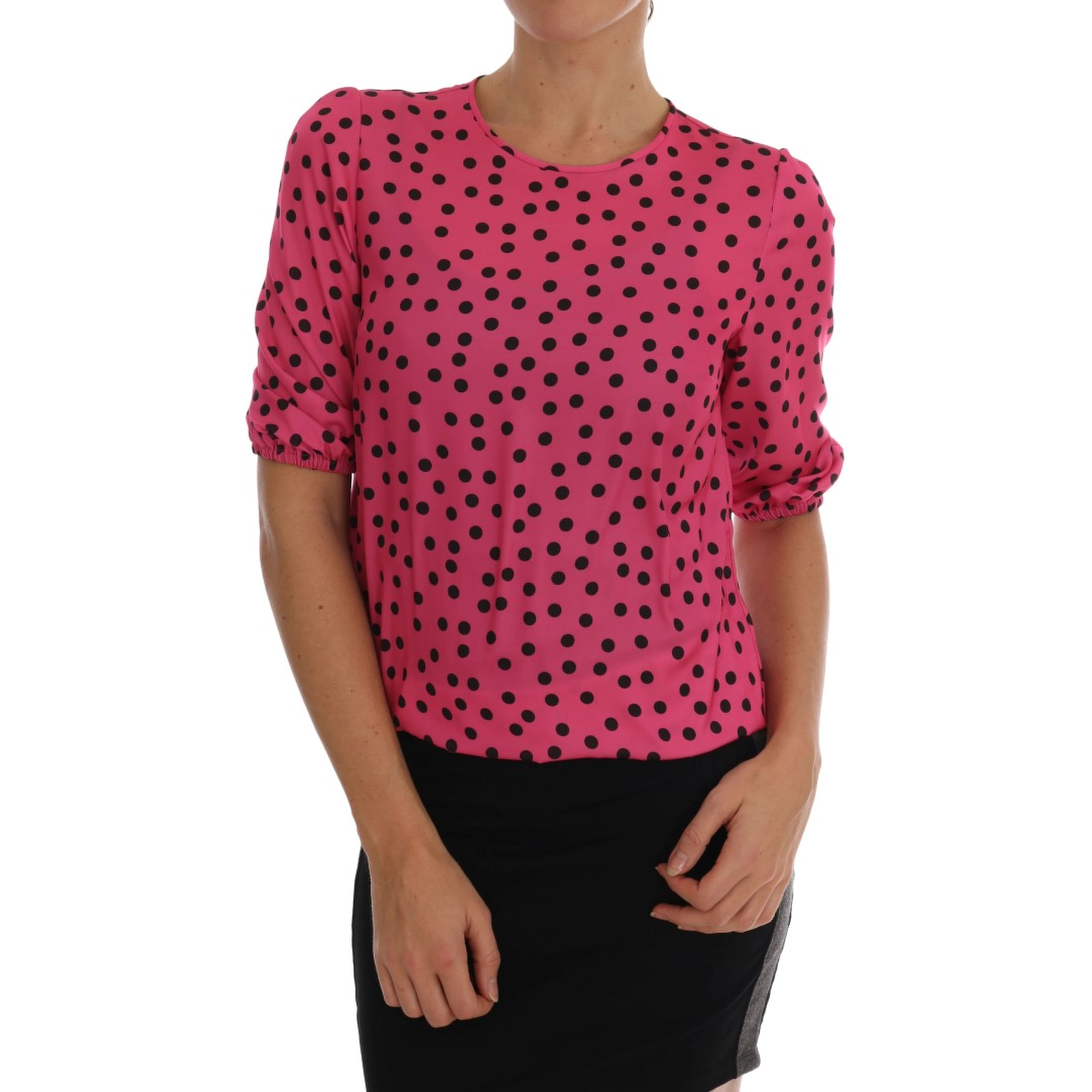 Pink Polka Dotted Silk Blouse