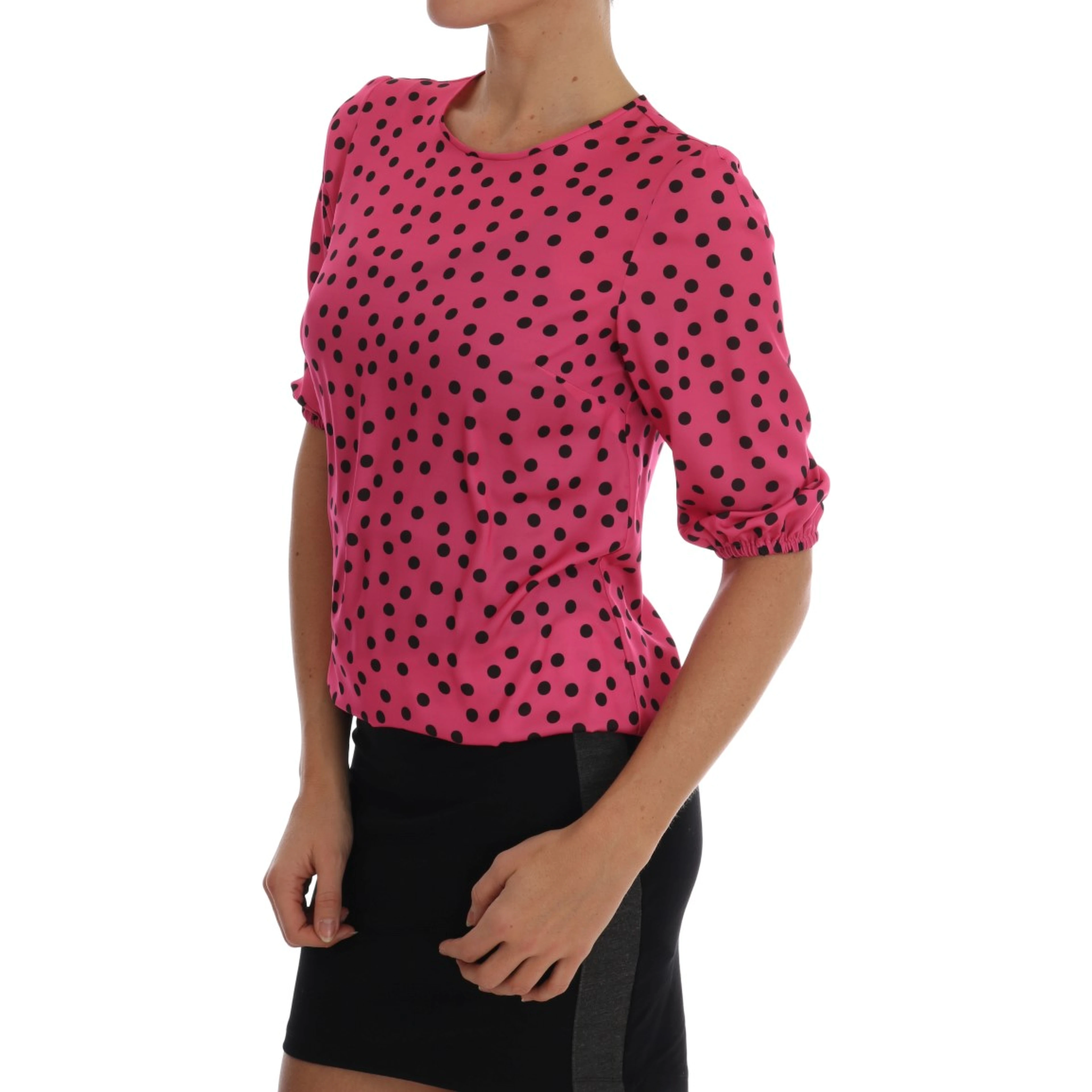 Pink Polka Dotted Silk Blouse