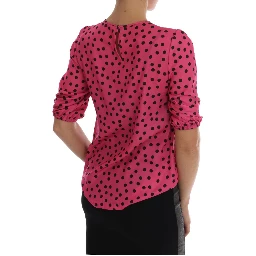 Pink Polka Dotted Silk Blouse