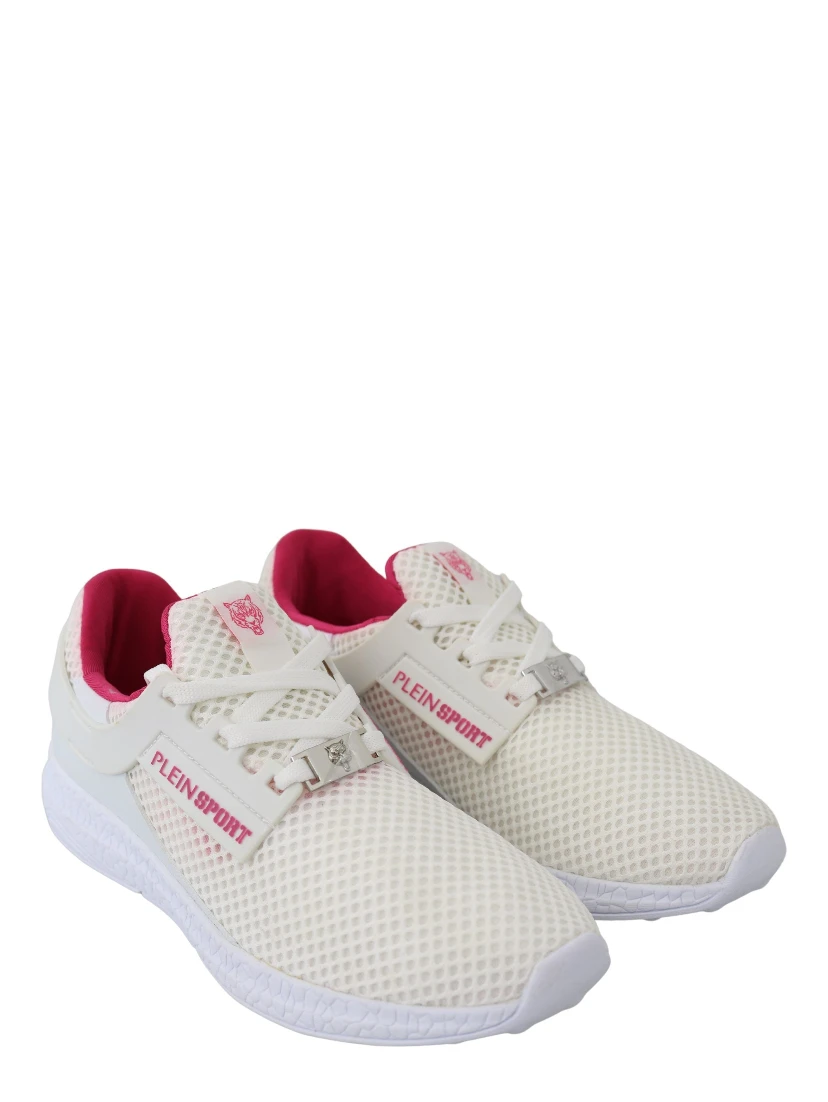 White Polyester Runner Becky Sneakers Shoes
