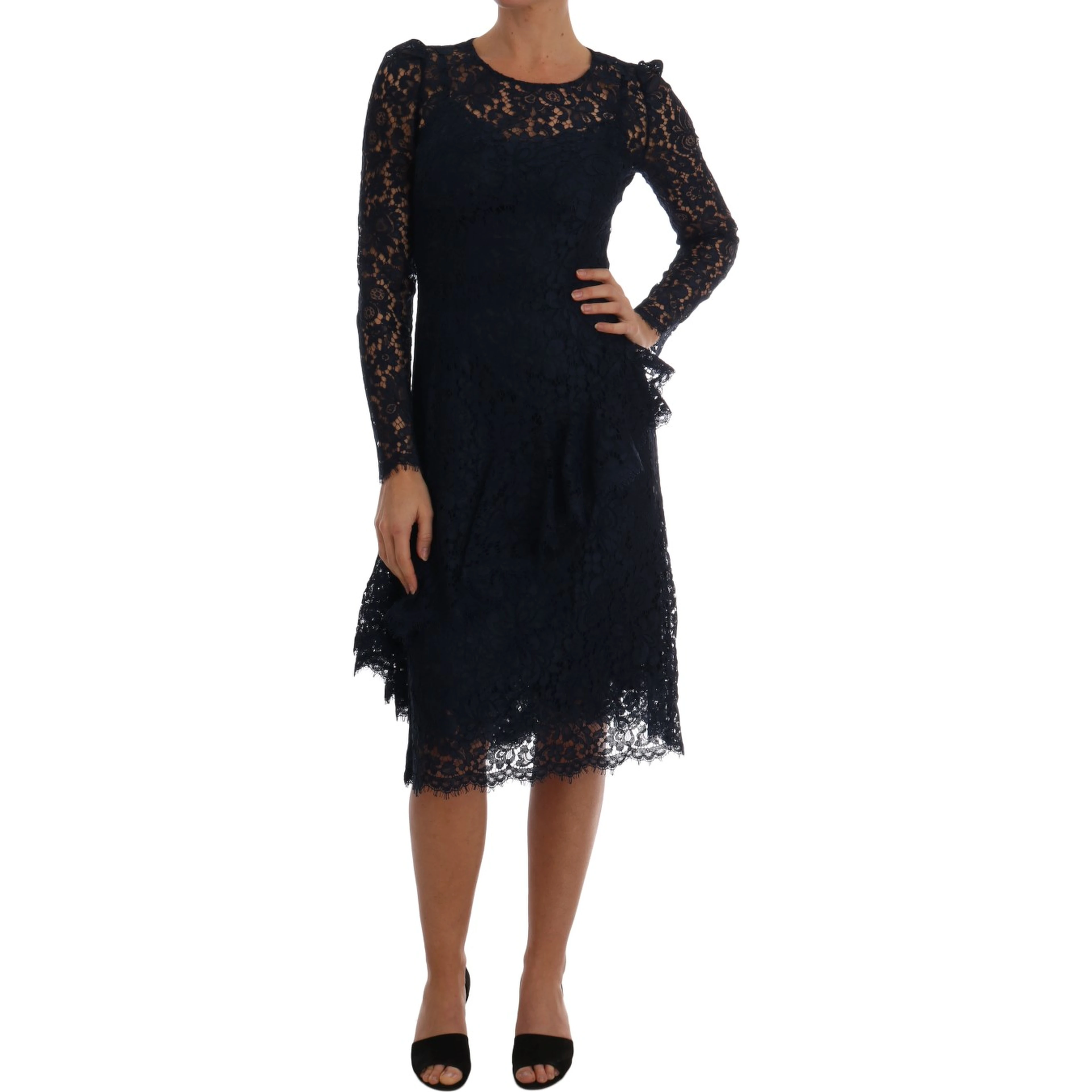 Blue Taormina Floral Lace Sheath Dress