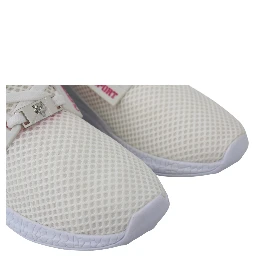 White Polyester Runner Becky Sneakers Shoes
