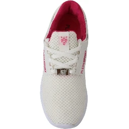 White Polyester Runner Becky Sneakers Shoes