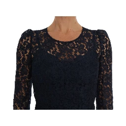 Blue Taormina Floral Lace Sheath Dress