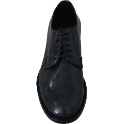Blue Leather Derby Dress Formal Shoes