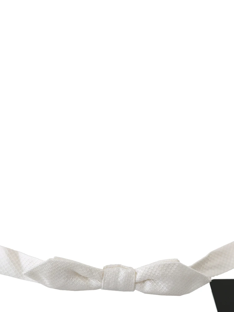 White 100% Silk Slim Adjustable Neck Papillon Men Tie