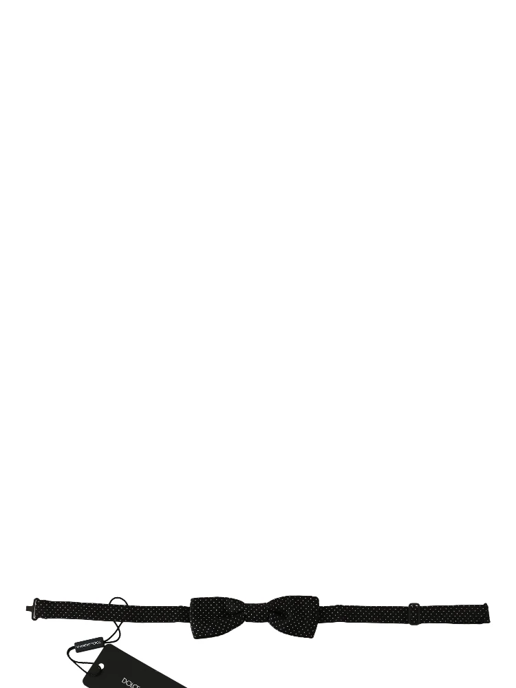 Black Polka Dots Silk Adjustable Neck Papillon Men Bow Tie