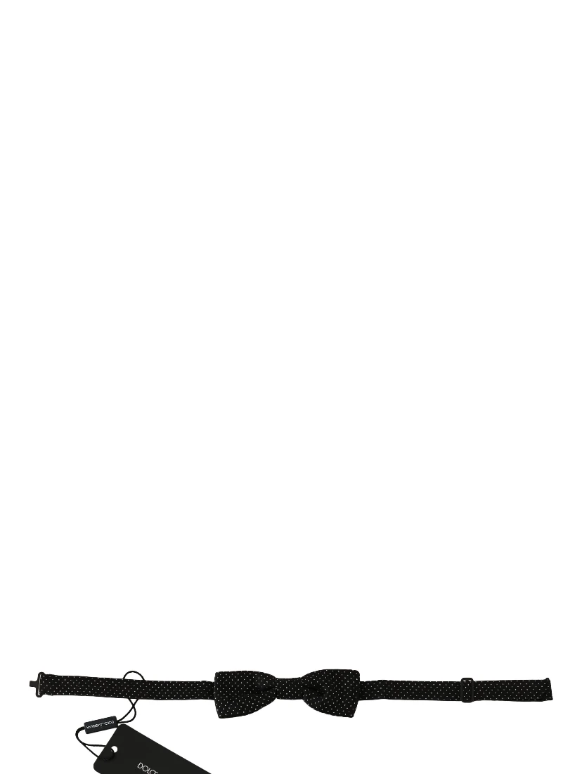 Black Polka Dots Silk Adjustable Neck Papillon Men Bow Tie