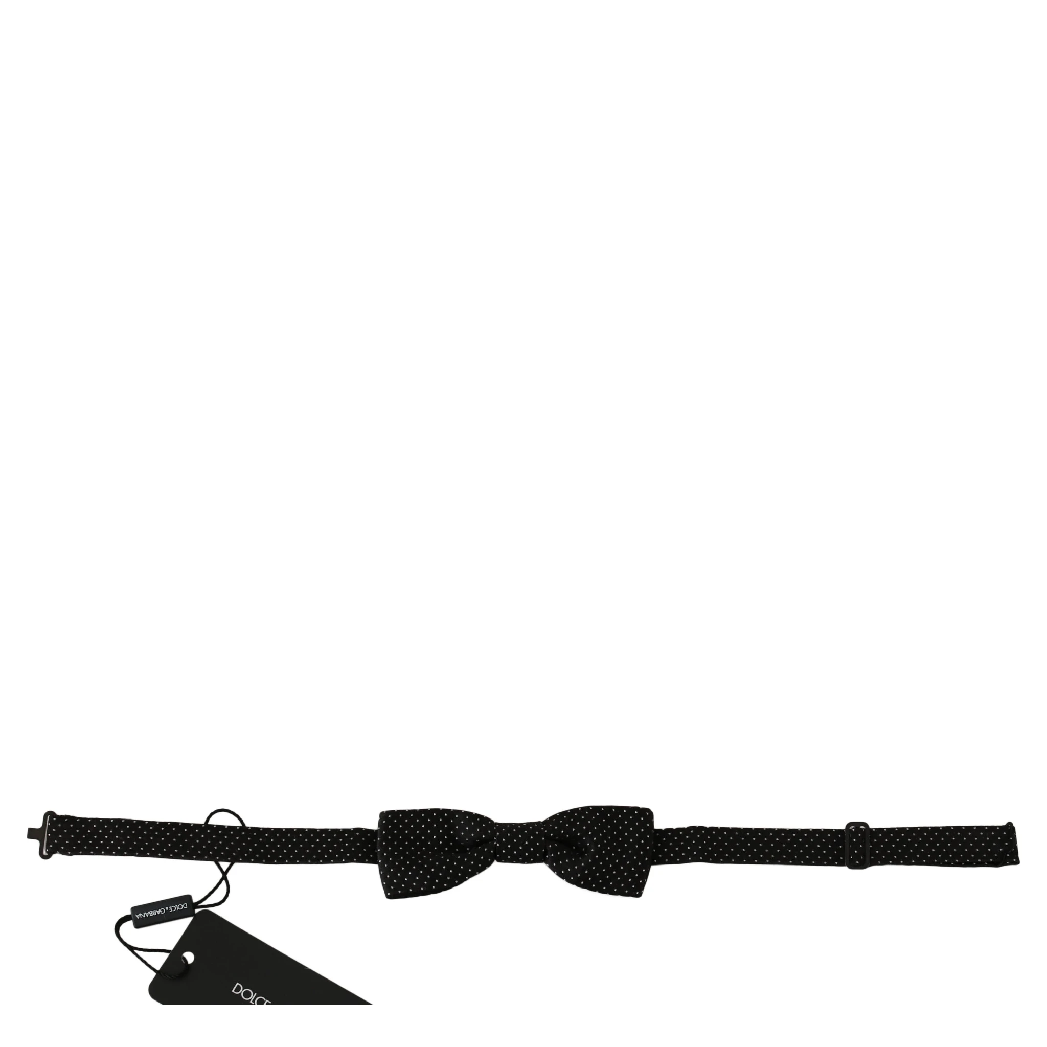 Black Polka Dots Silk Adjustable Neck Papillon Men Bow Tie