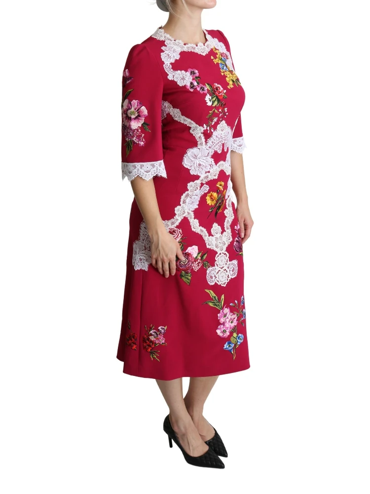 Red Floral Embroidered Sheath Midi Dress alternative