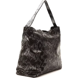 Gray Leather Shoulder Bag