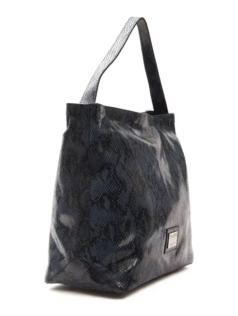 Blue Leather Shoulder Bag