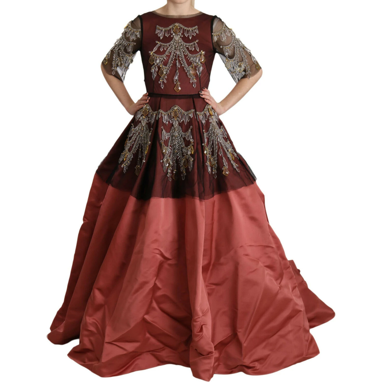 Crystal Chandelier Silk Princess Gown Dress