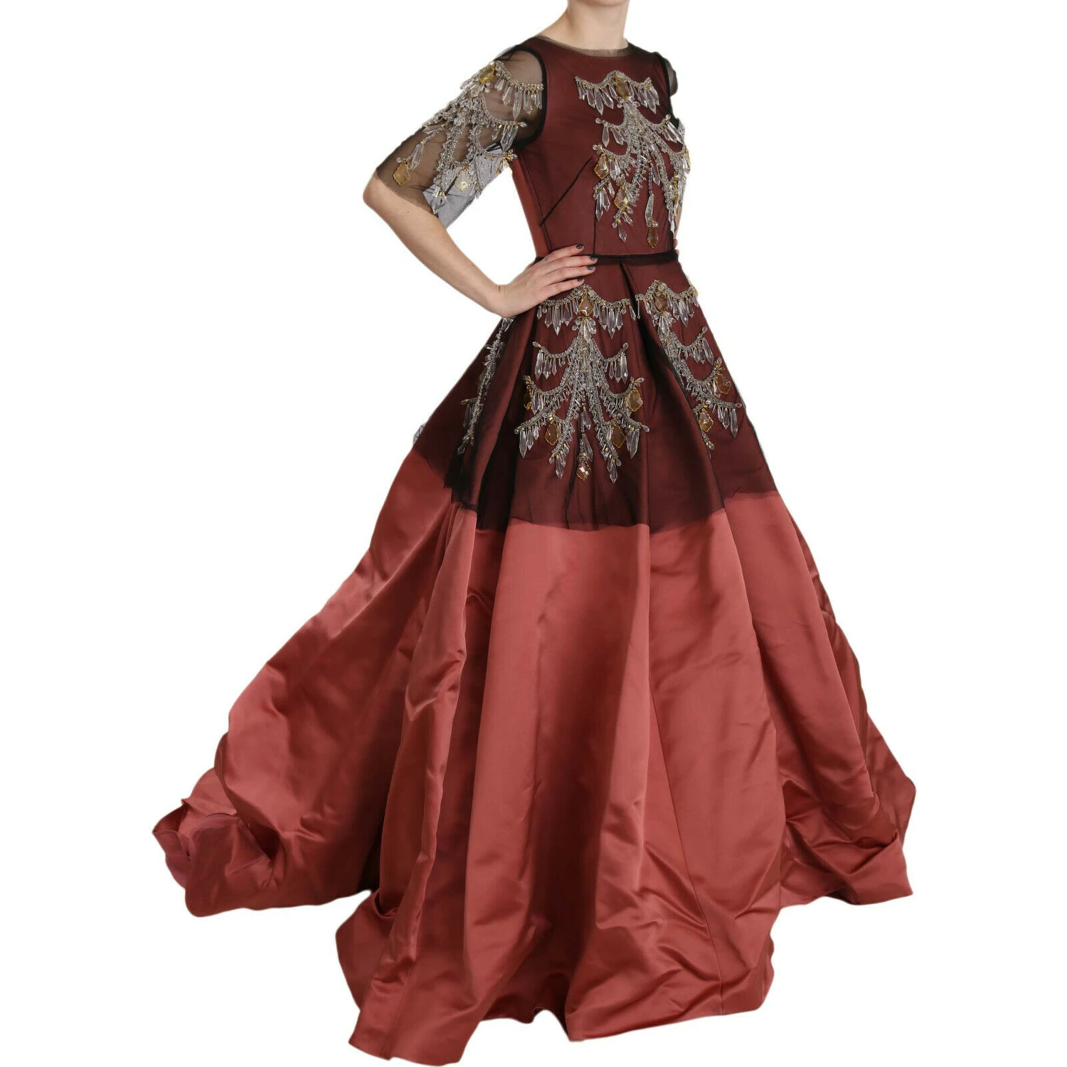Crystal Chandelier Silk Princess Gown Dress