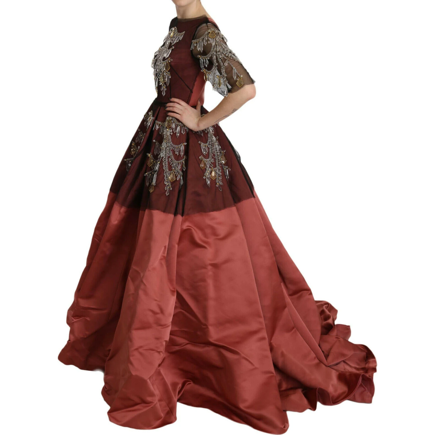 Crystal Chandelier Silk Princess Gown Dress
