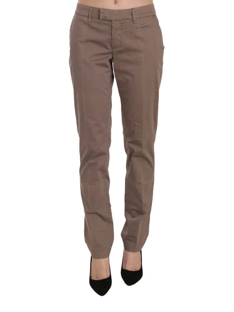 Brown Low Waist Straight Cut Trouser Pant