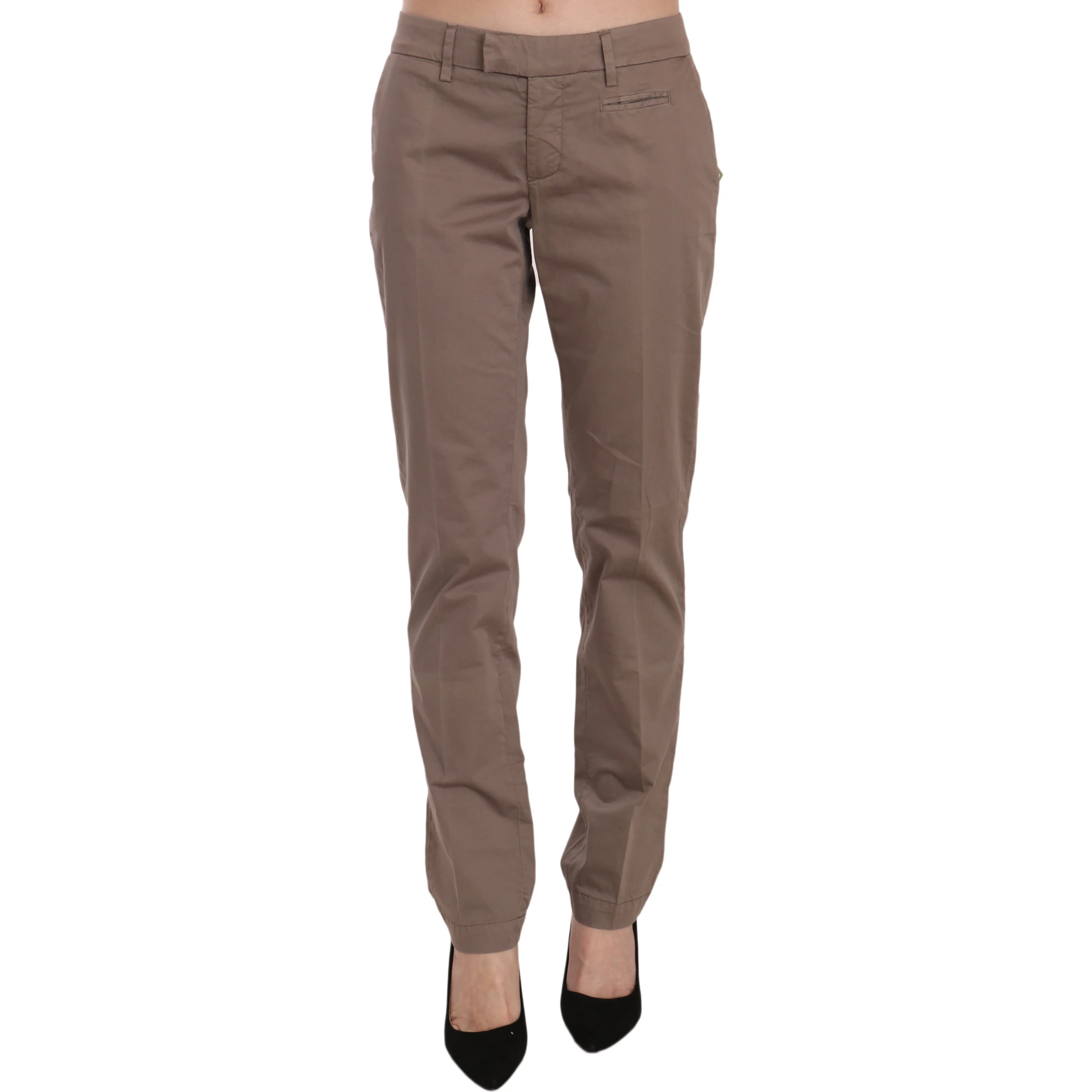 Brown Low Waist Straight Cut Trouser Pant