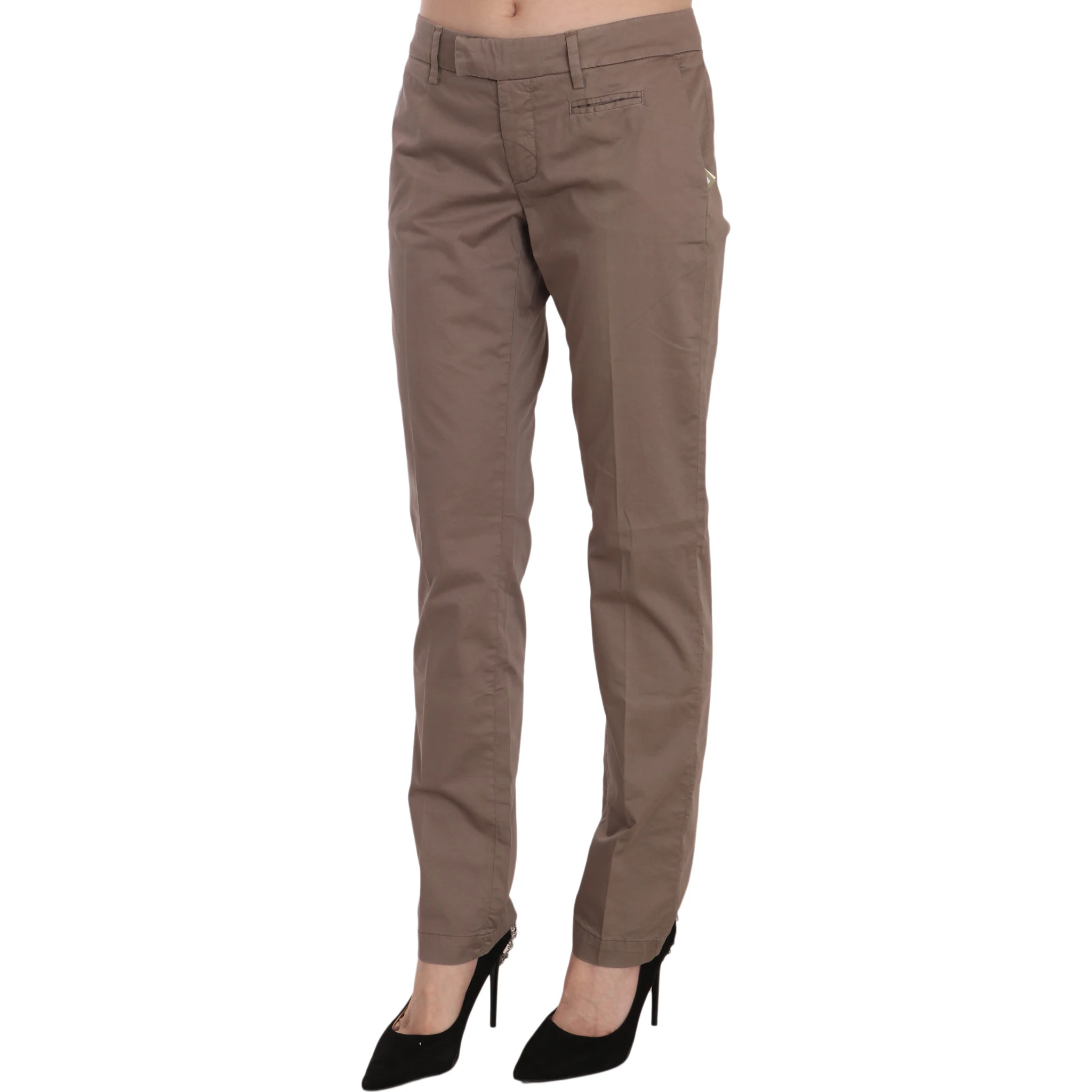 Brown Low Waist Straight Cut Trouser Pant