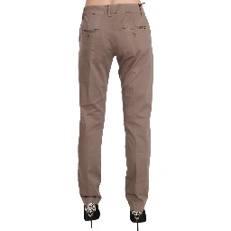 Brown Low Waist Straight Cut Trouser Pant