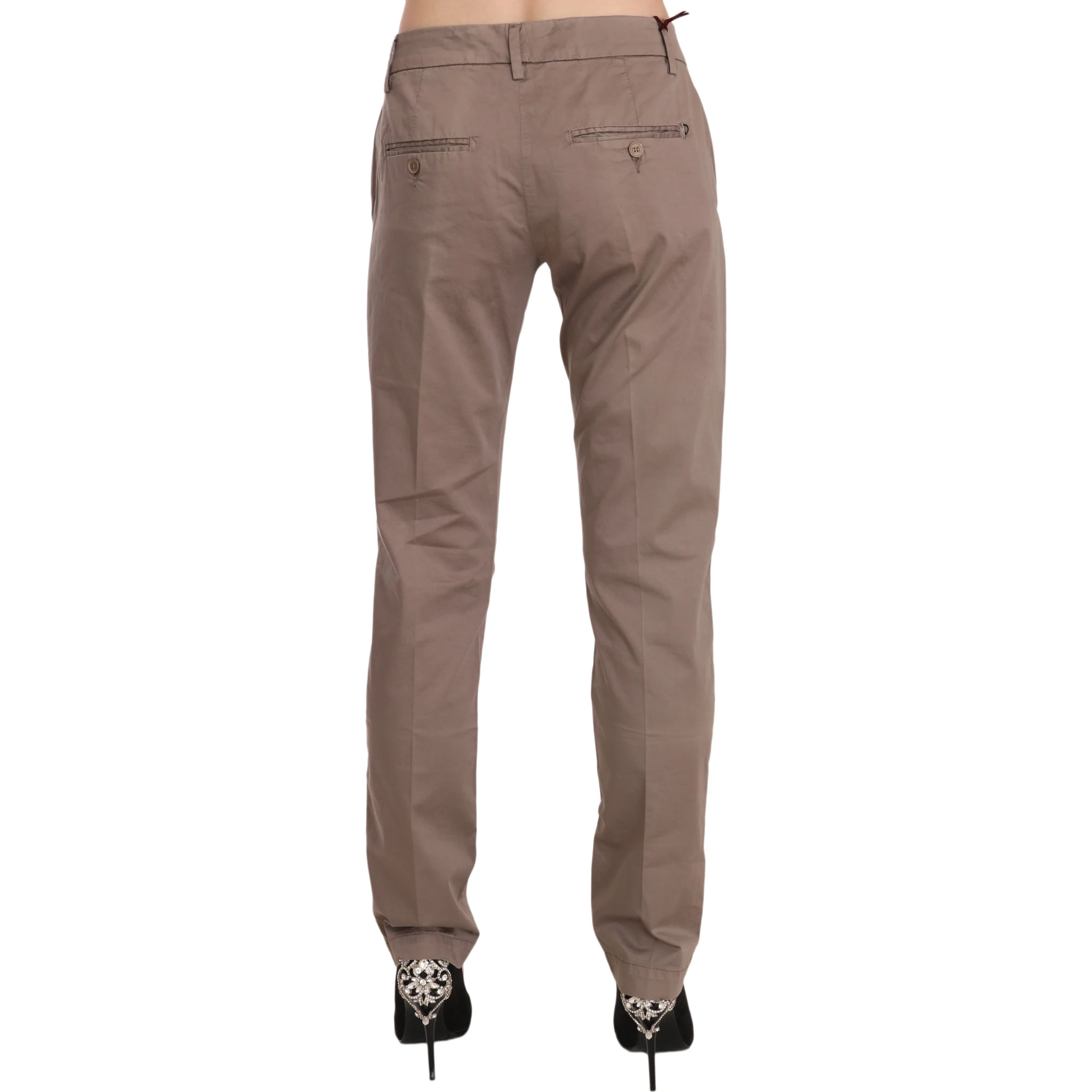 Brown Low Waist Straight Cut Trouser Pant