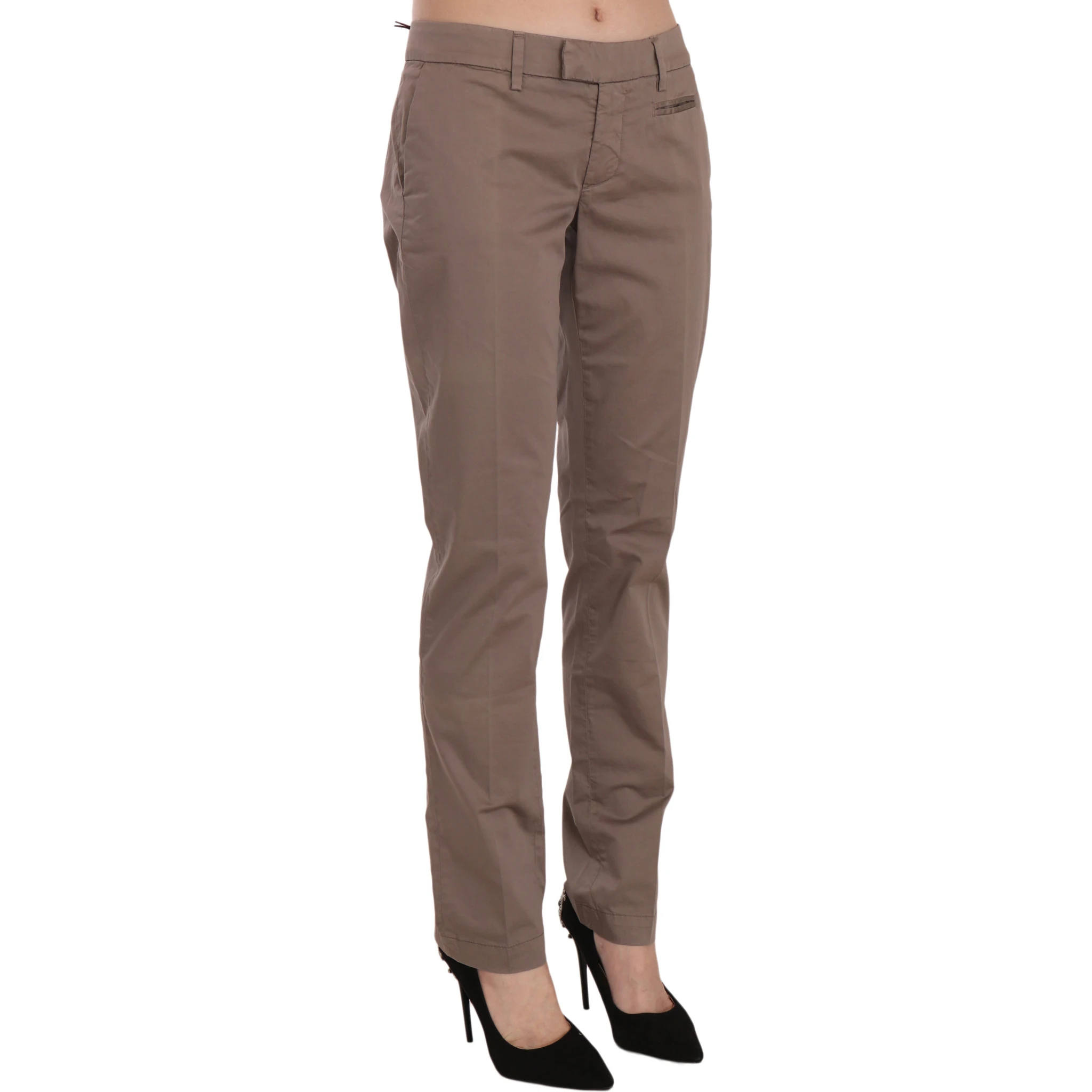 Brown Low Waist Straight Cut Trouser Pant