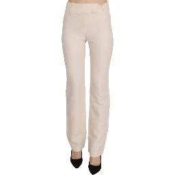 White High Waist Silk Blend Flared Dress Trousers Pants