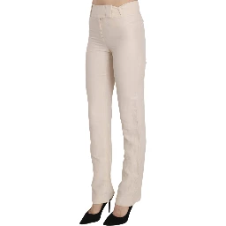 White High Waist Silk Blend Flared Dress Trousers Pants