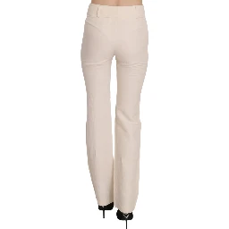 White High Waist Silk Blend Flared Dress Trousers Pants