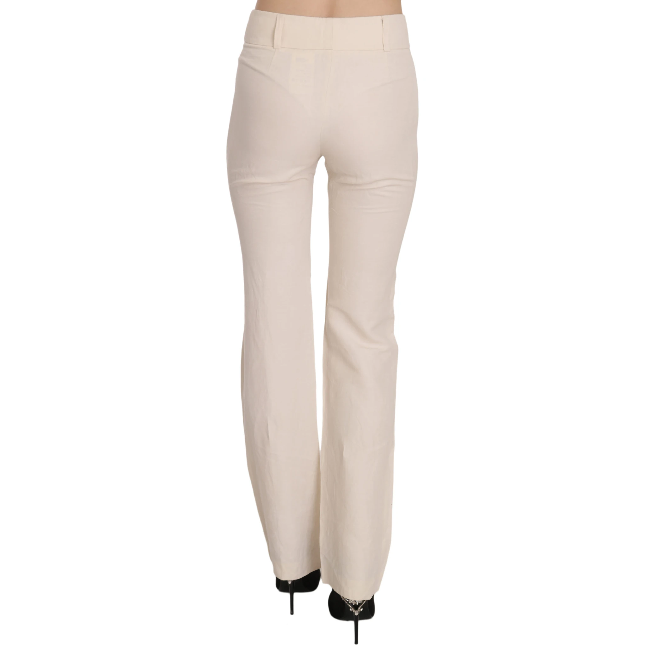 White High Waist Silk Blend Flared Dress Trousers Pants