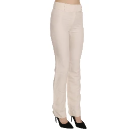 White High Waist Silk Blend Flared Dress Trousers Pants