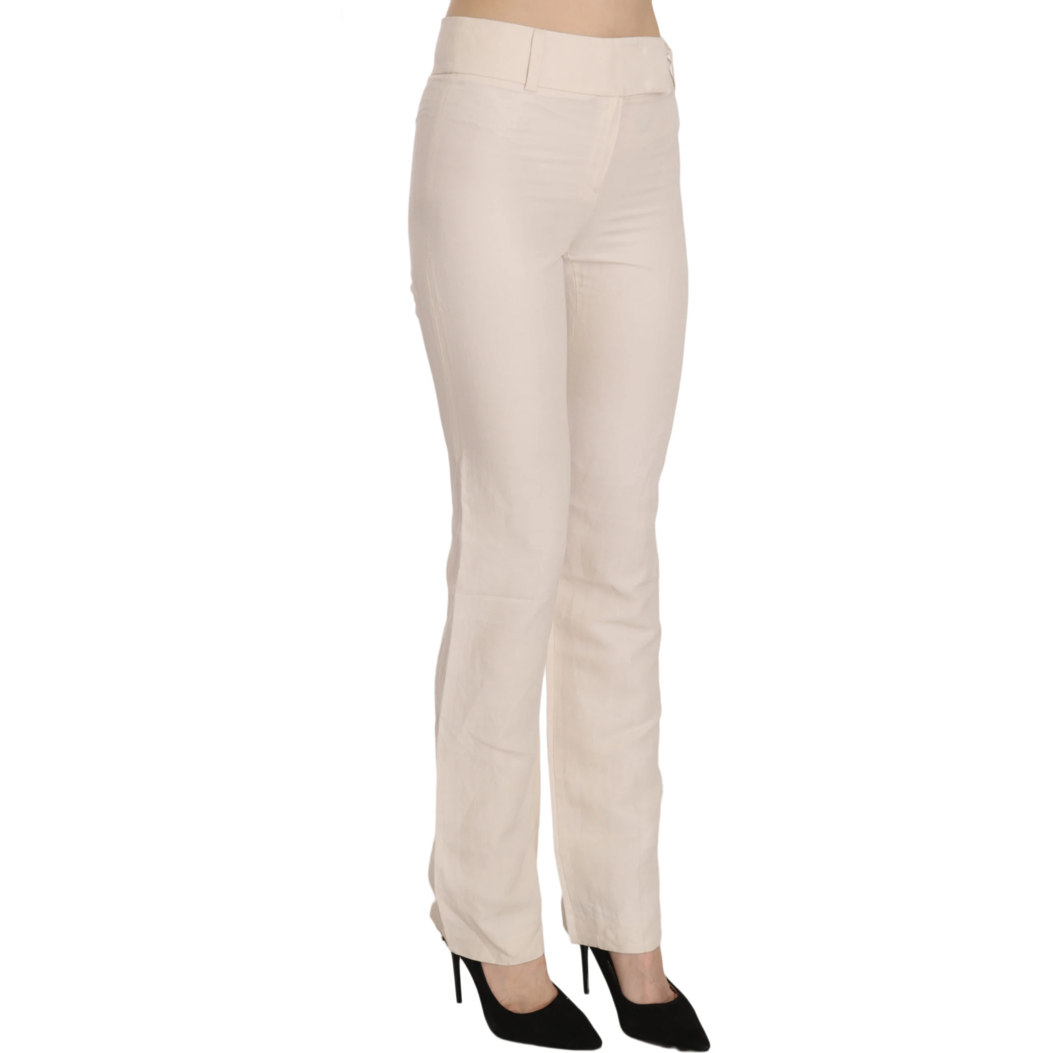 White High Waist Silk Blend Flared Dress Trousers Pants