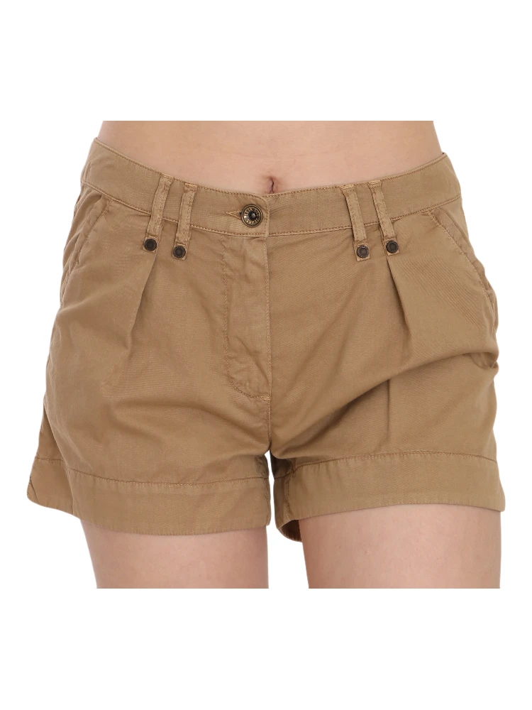 Brown Mid Waist 100% Cotton Mini Shorts