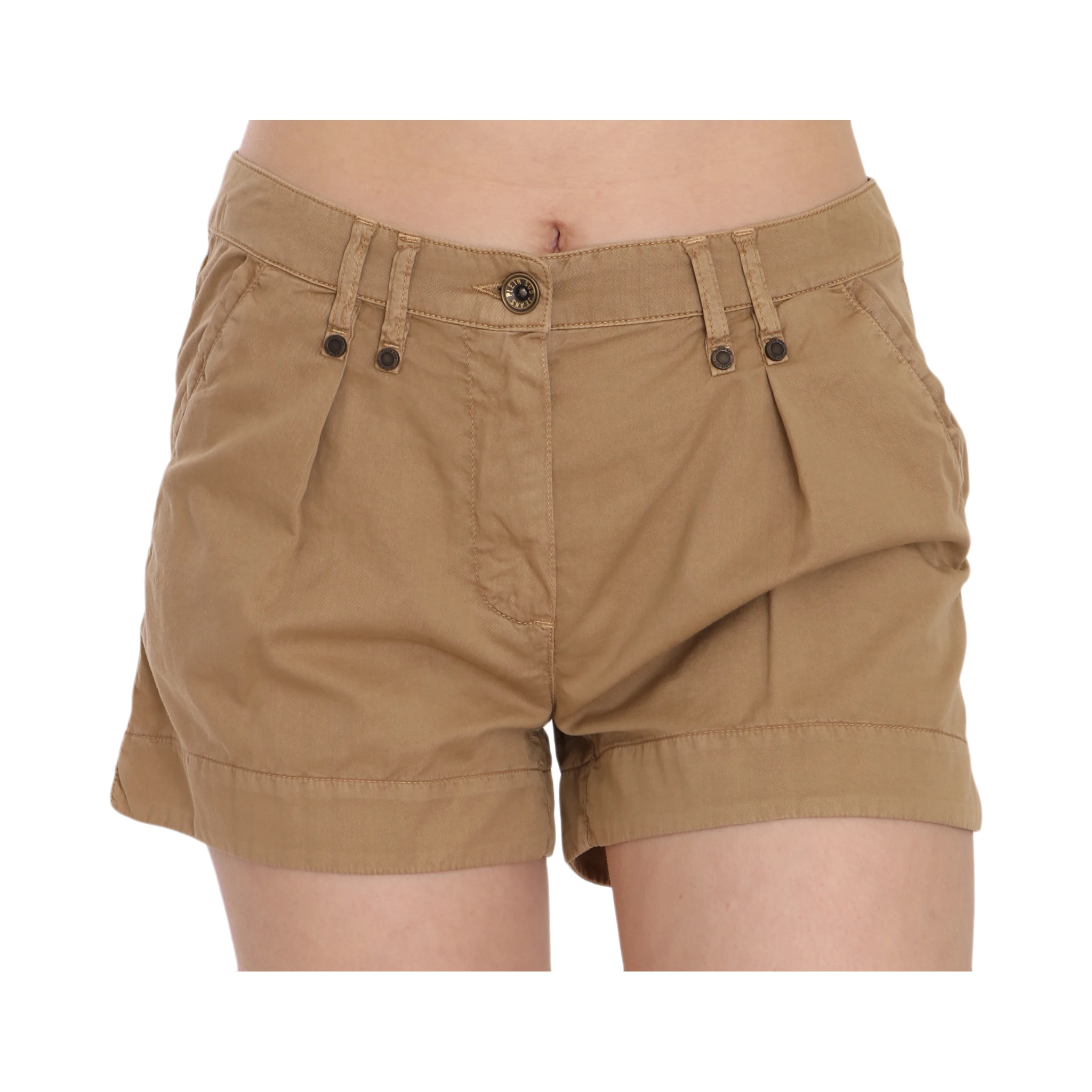 Brown Mid Waist 100% Cotton Mini Shorts