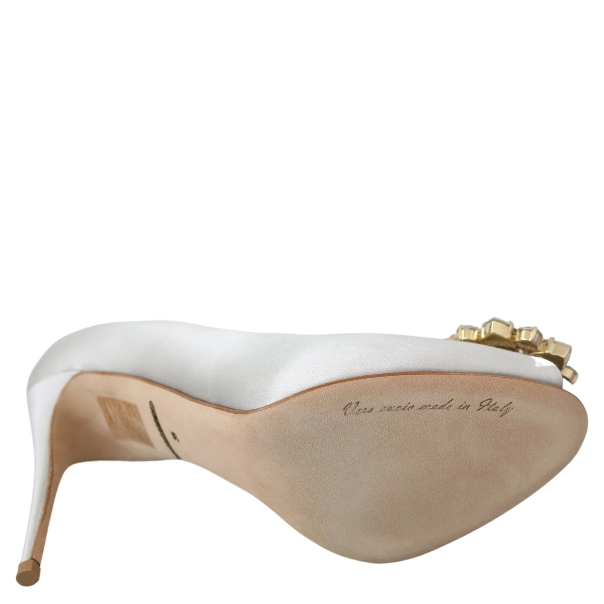 White Crystals Peep Toe Heels Satin Pumps Shoes