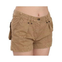 Brown Mid Waist 100% Cotton Mini Shorts