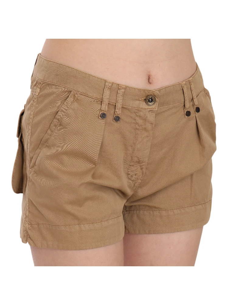 Brown Mid Waist 100% Cotton Mini Shorts alternative