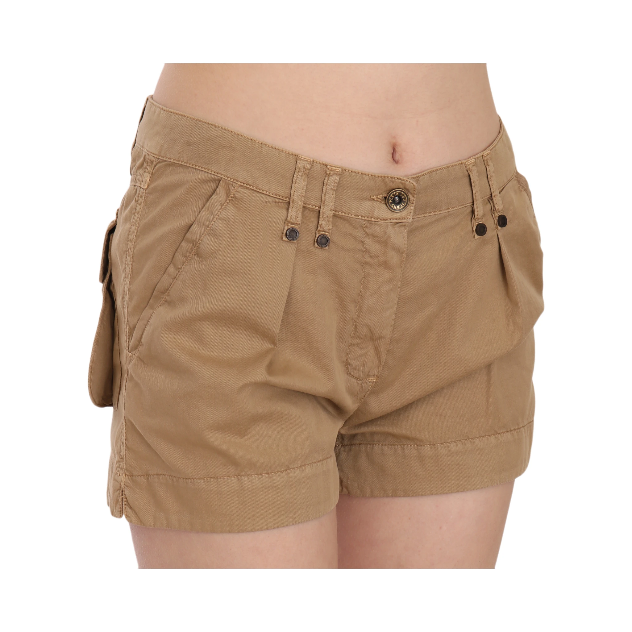 Brown Mid Waist 100% Cotton Mini Shorts