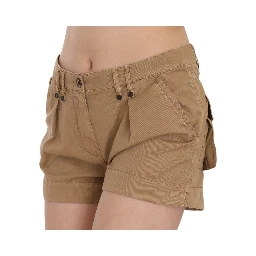 Brown Mid Waist 100% Cotton Mini Shorts