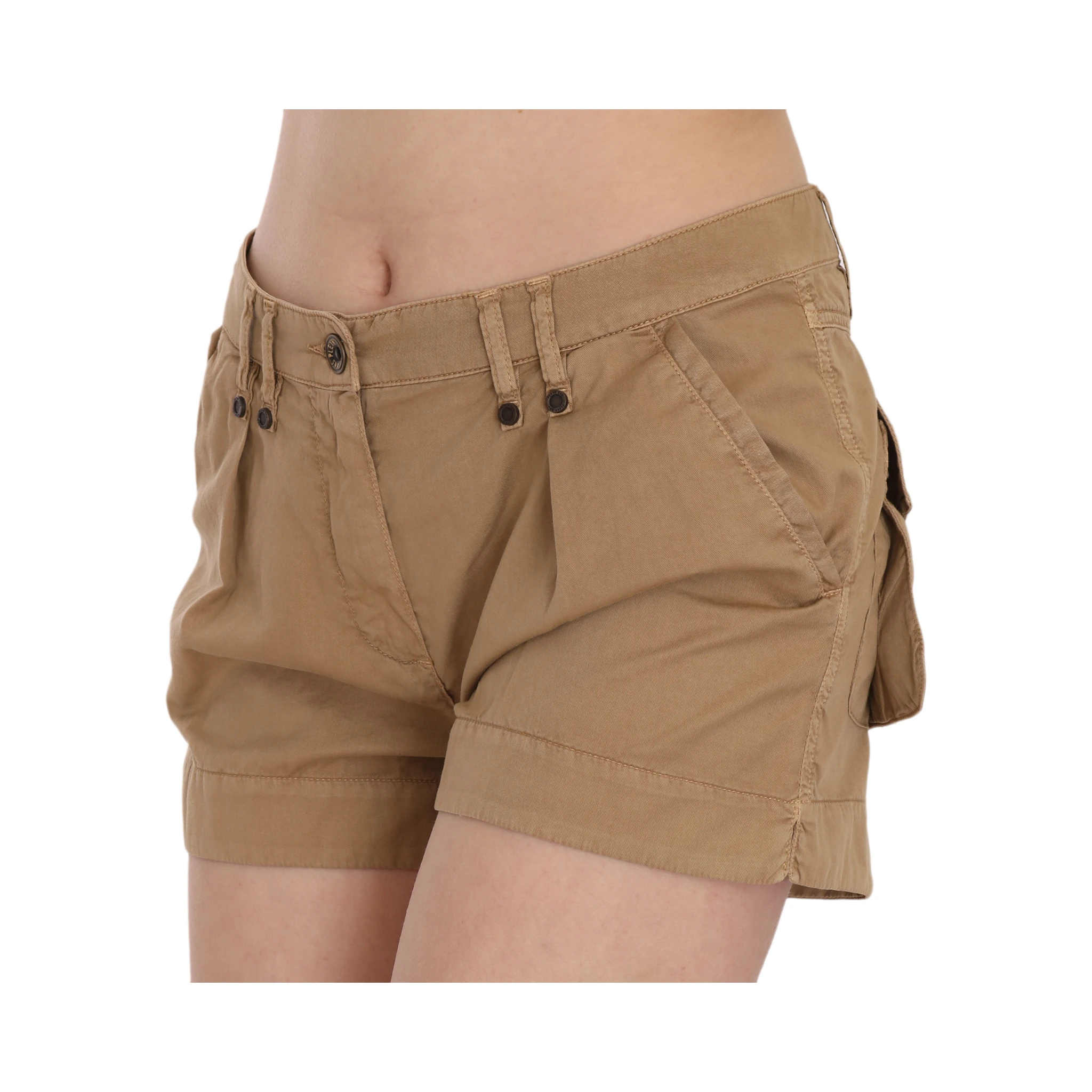 Brown Mid Waist 100% Cotton Mini Shorts
