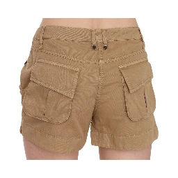 Brown Mid Waist 100% Cotton Mini Shorts
