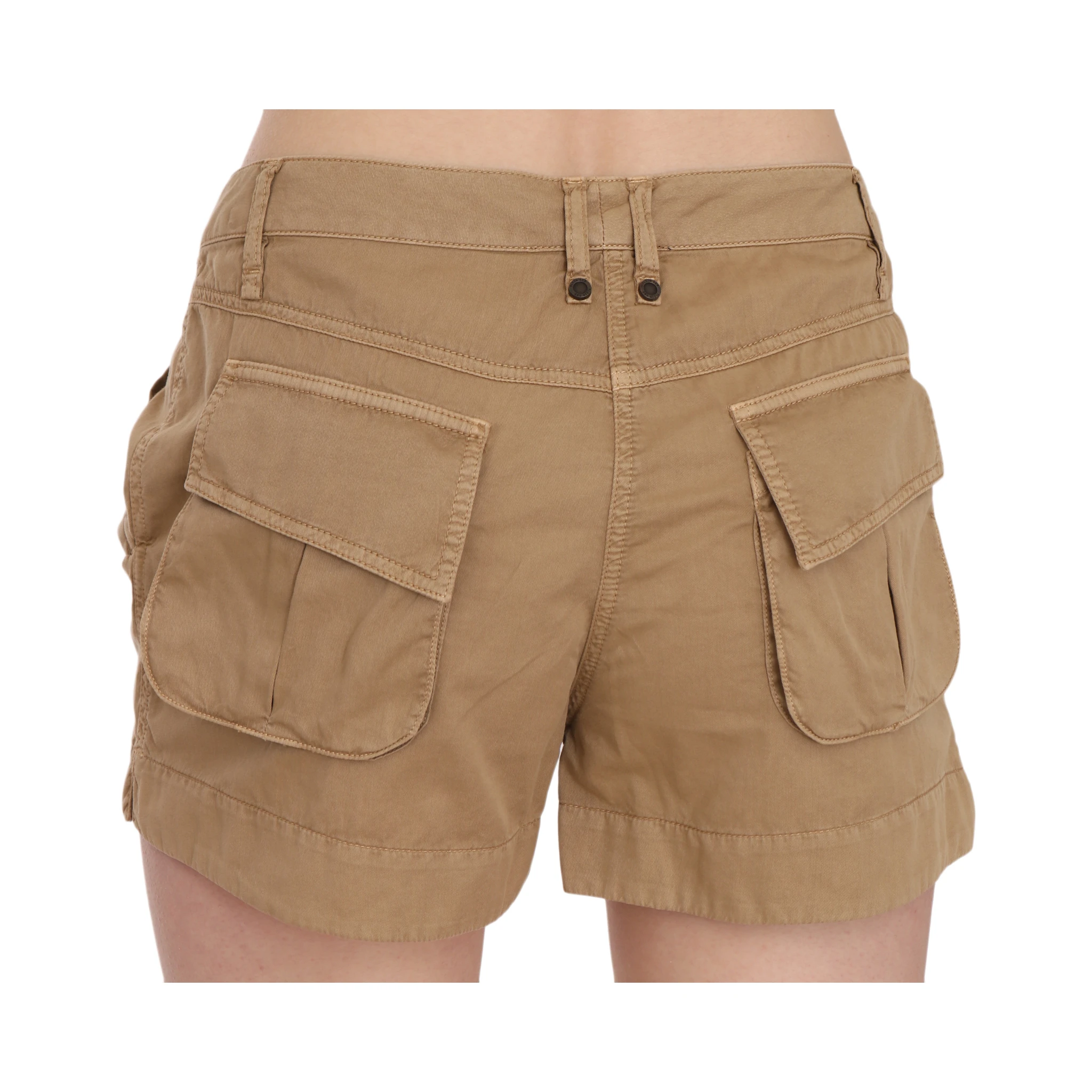 Brown Mid Waist 100% Cotton Mini Shorts