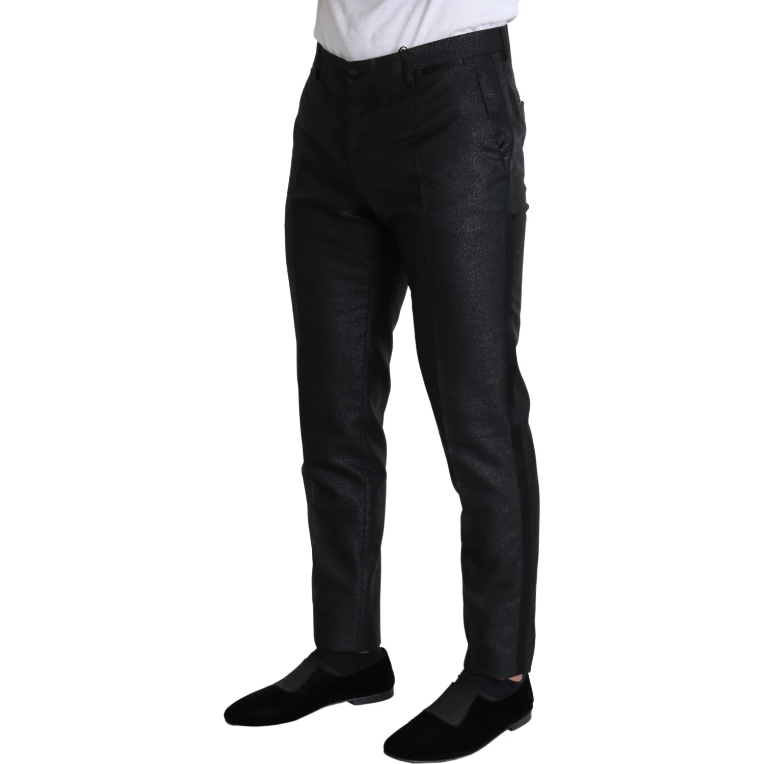Black Metallic Skinny Trouser Dress