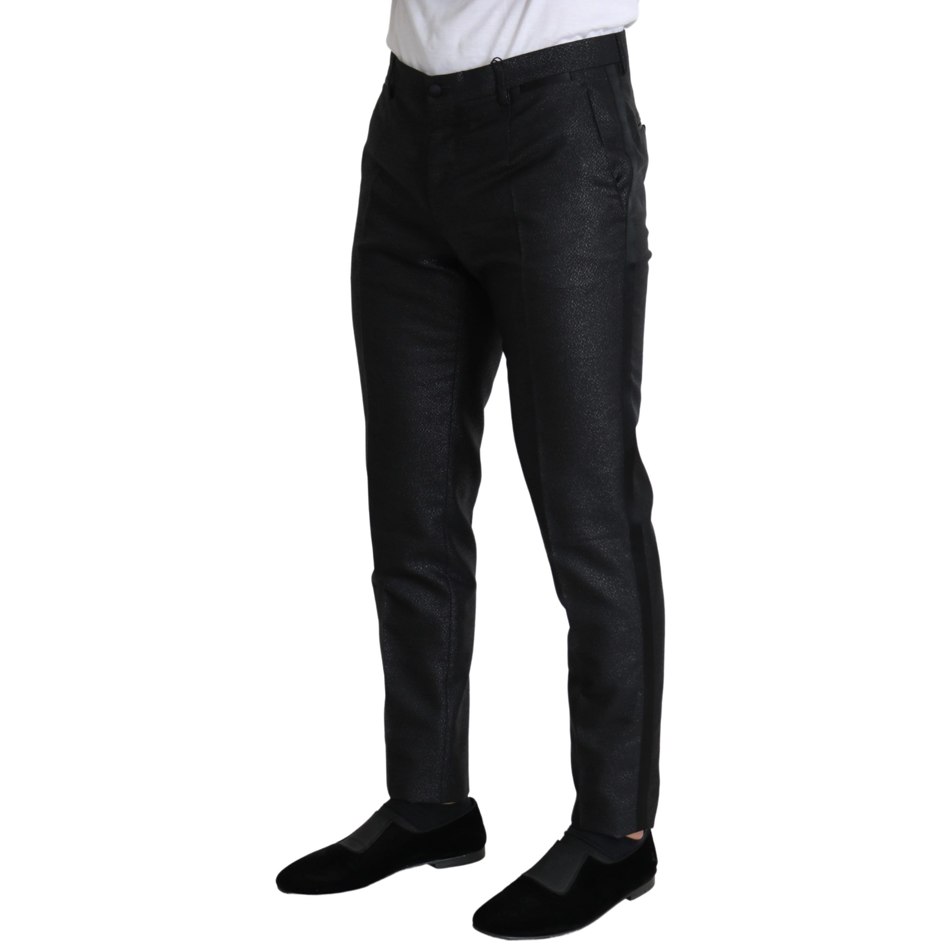 Black Metallic Skinny Trouser Dress