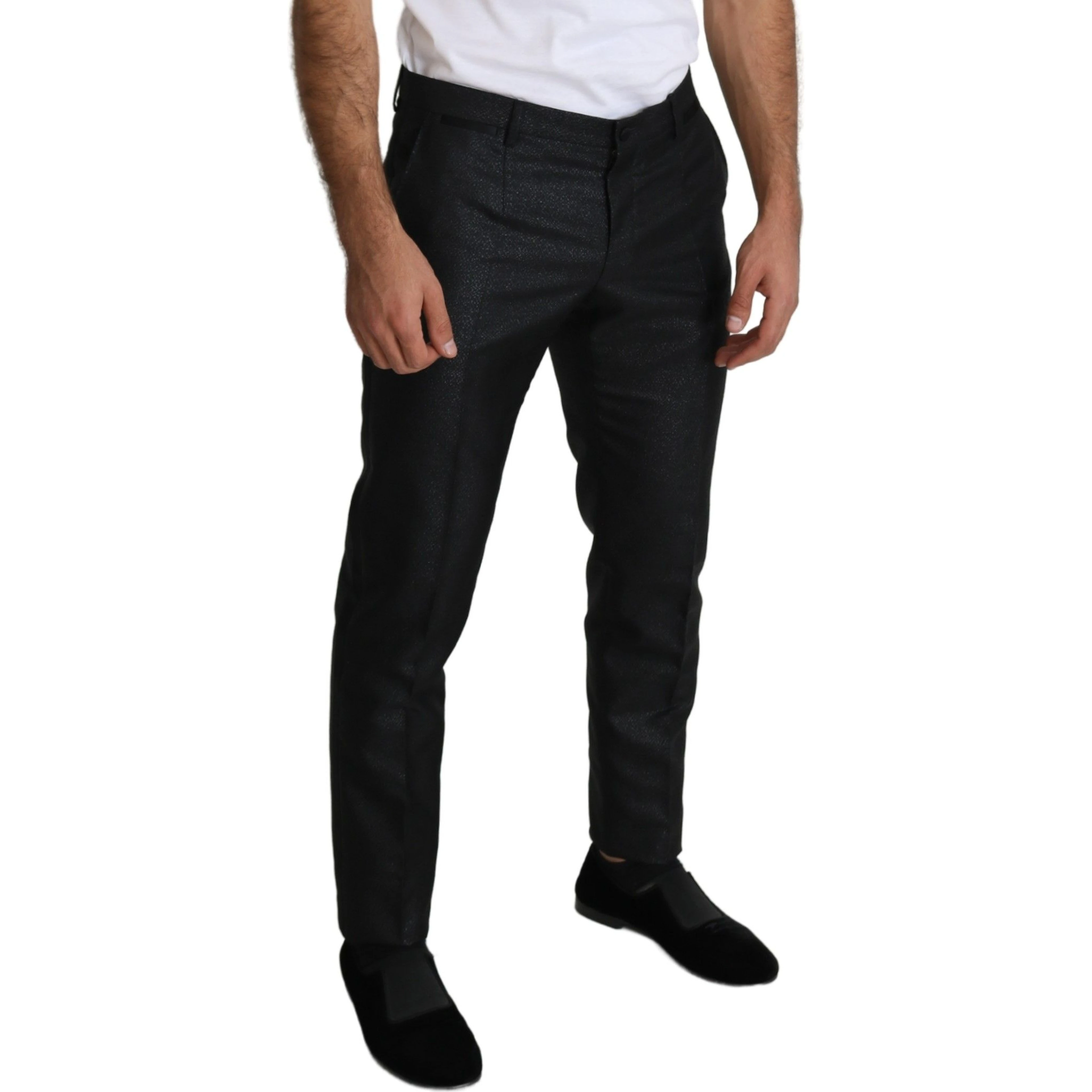 Black Metallic Skinny Trouser Dress