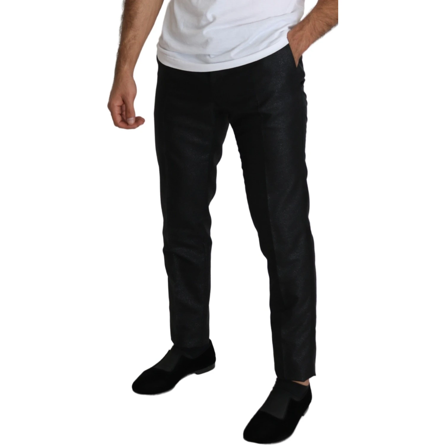Black Metallic Skinny Trouser Dress