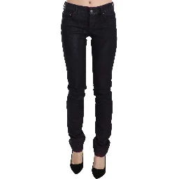 Black Cotton Low Waist Skinny Denim Pants