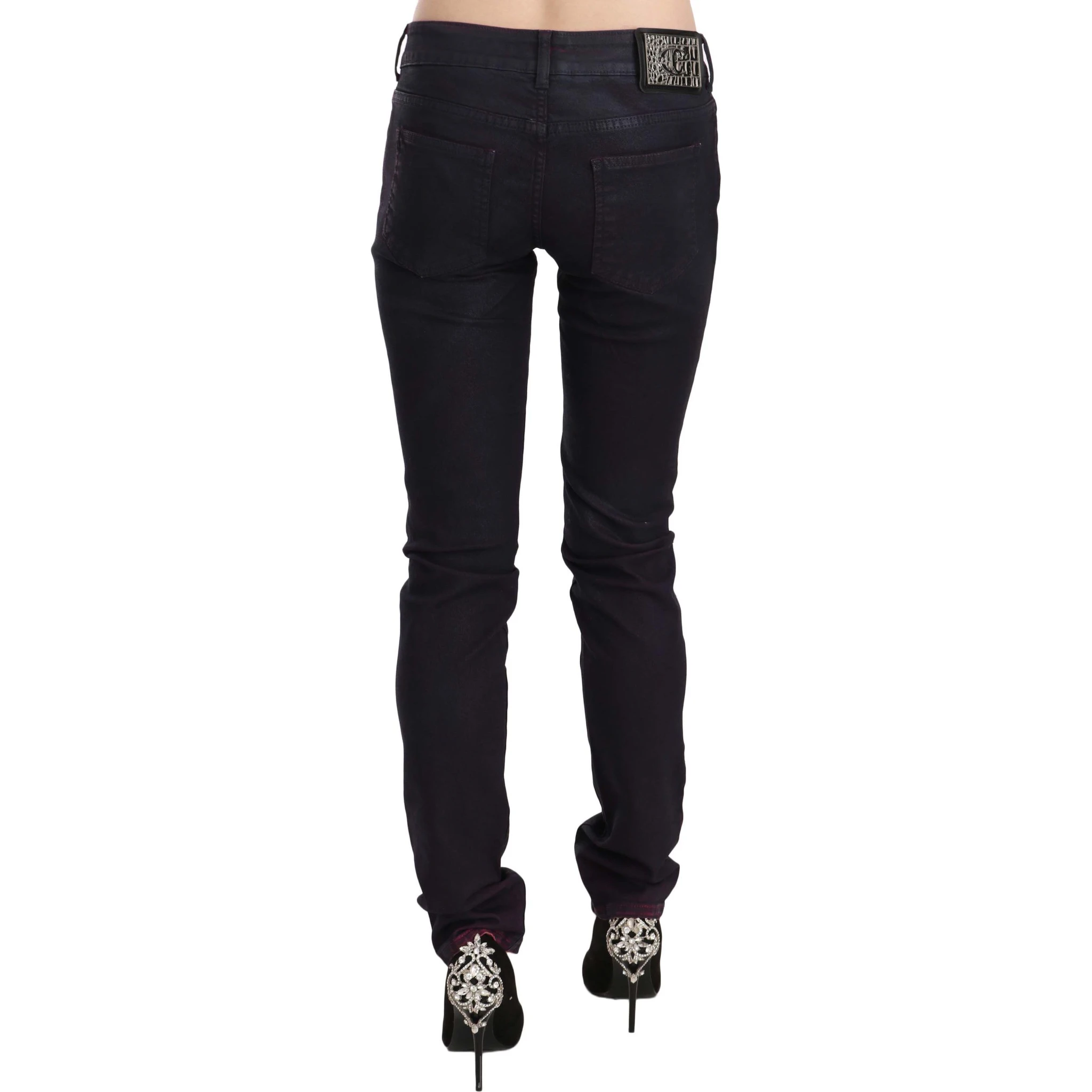 Black Cotton Low Waist Skinny Denim Pants