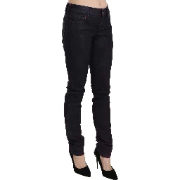 Black Cotton Low Waist Skinny Denim Pants